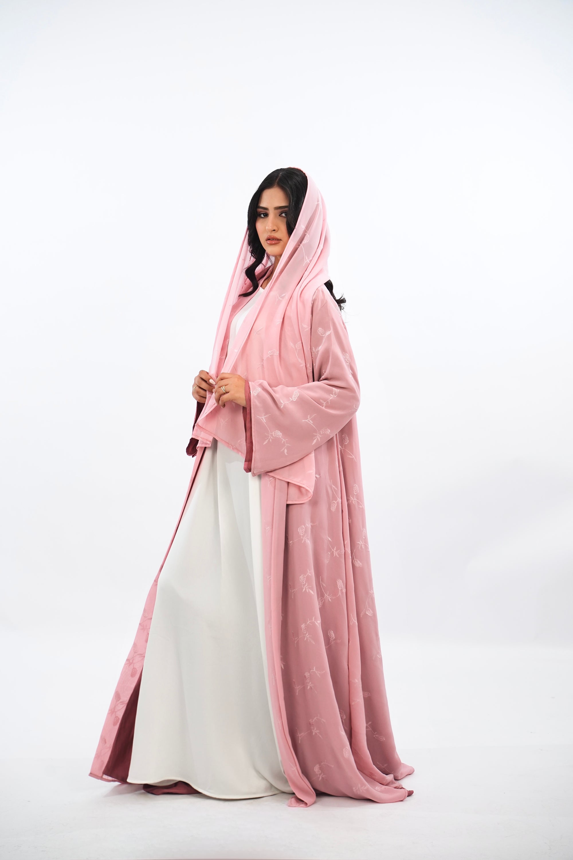 ROSE - Abaya avec foulard