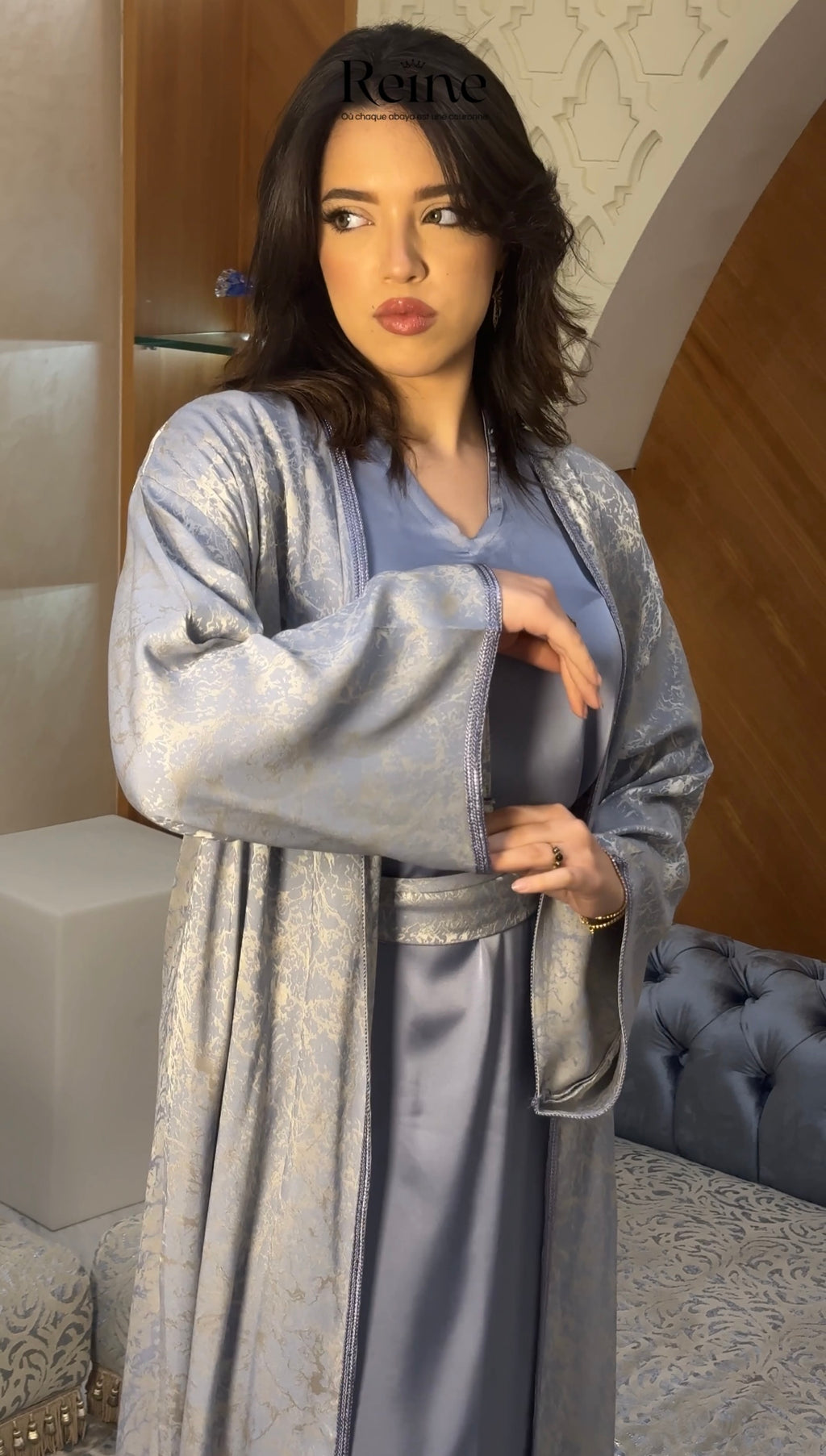 Blue - Abaya en trois pièces