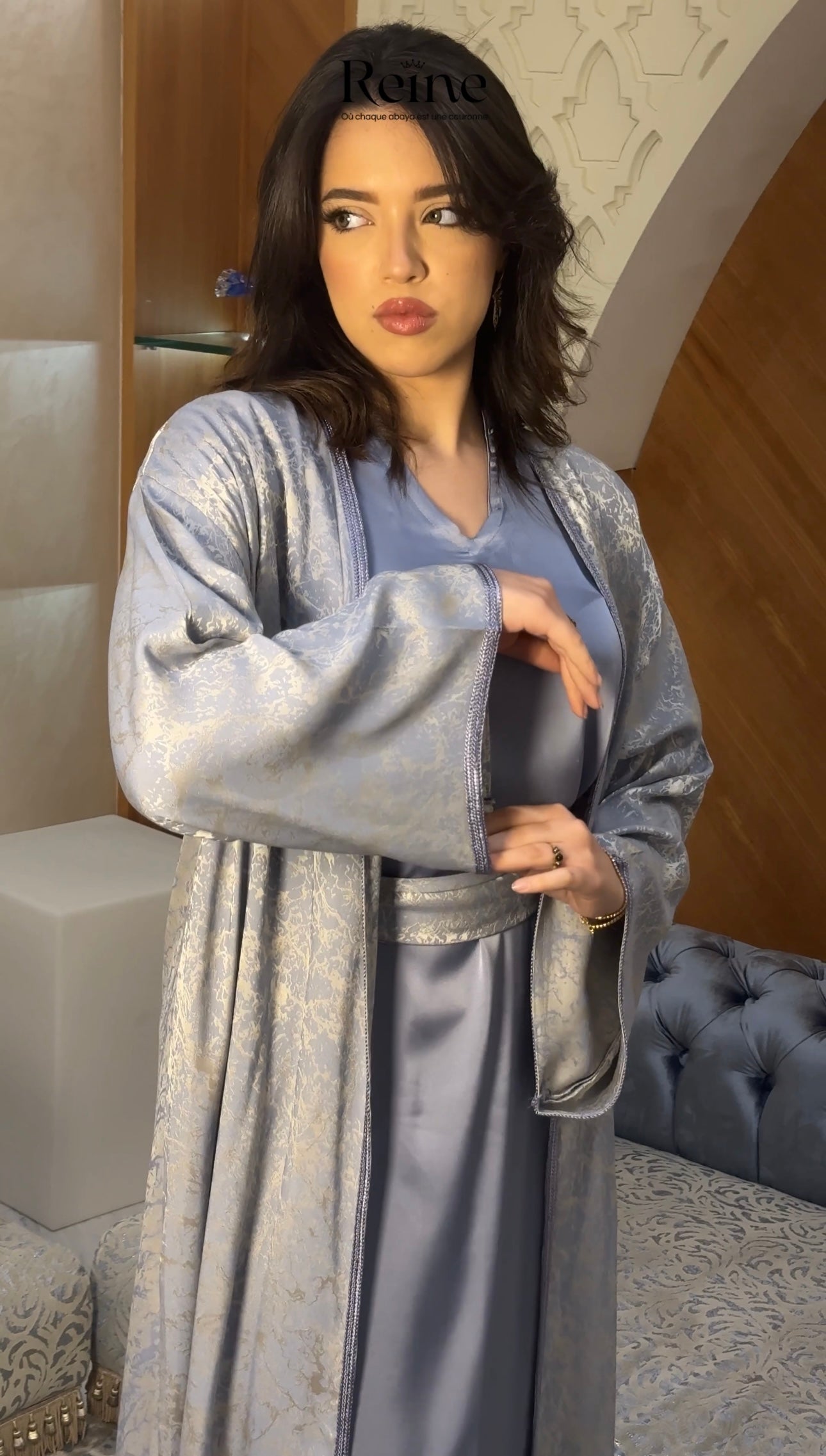 Blue - Abaya en trois pièces