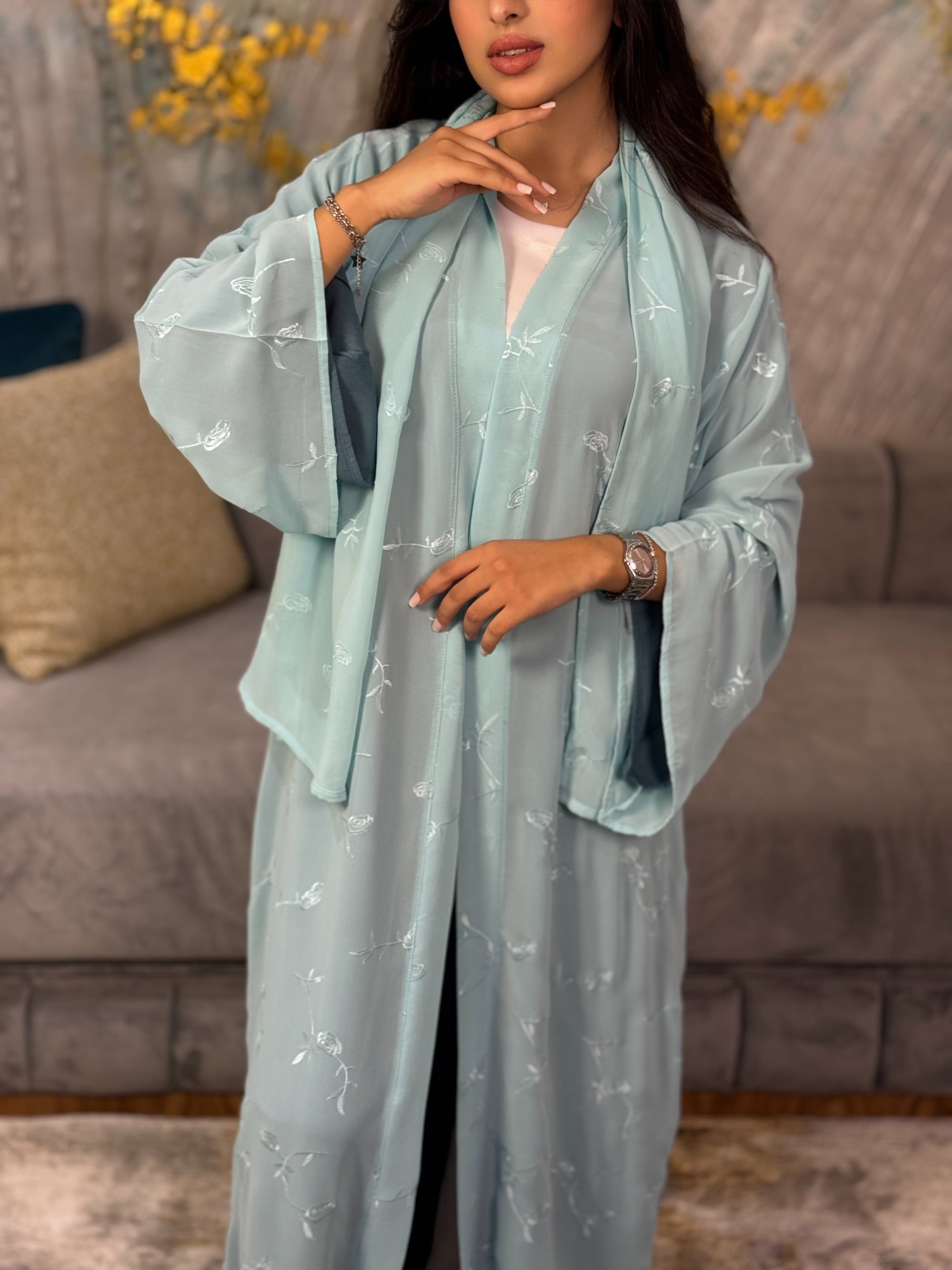 Marine - Abaya avec foulard