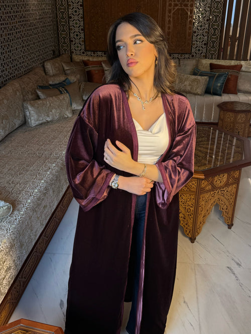 Burgundy velvet kimono
