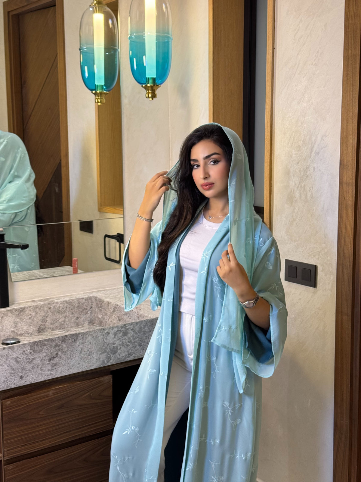 Marine - Abaya avec foulard