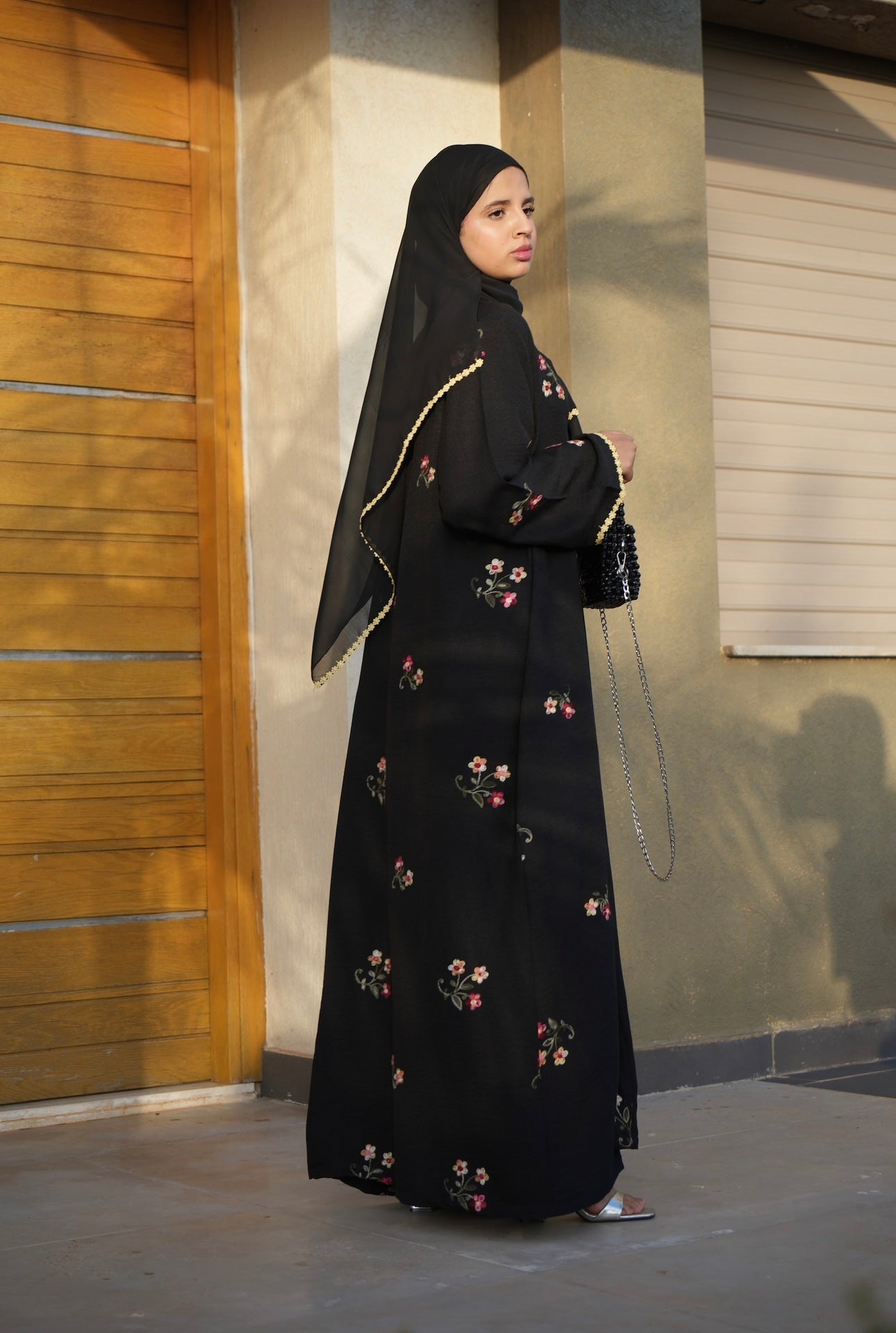 Midnight blossom abaya