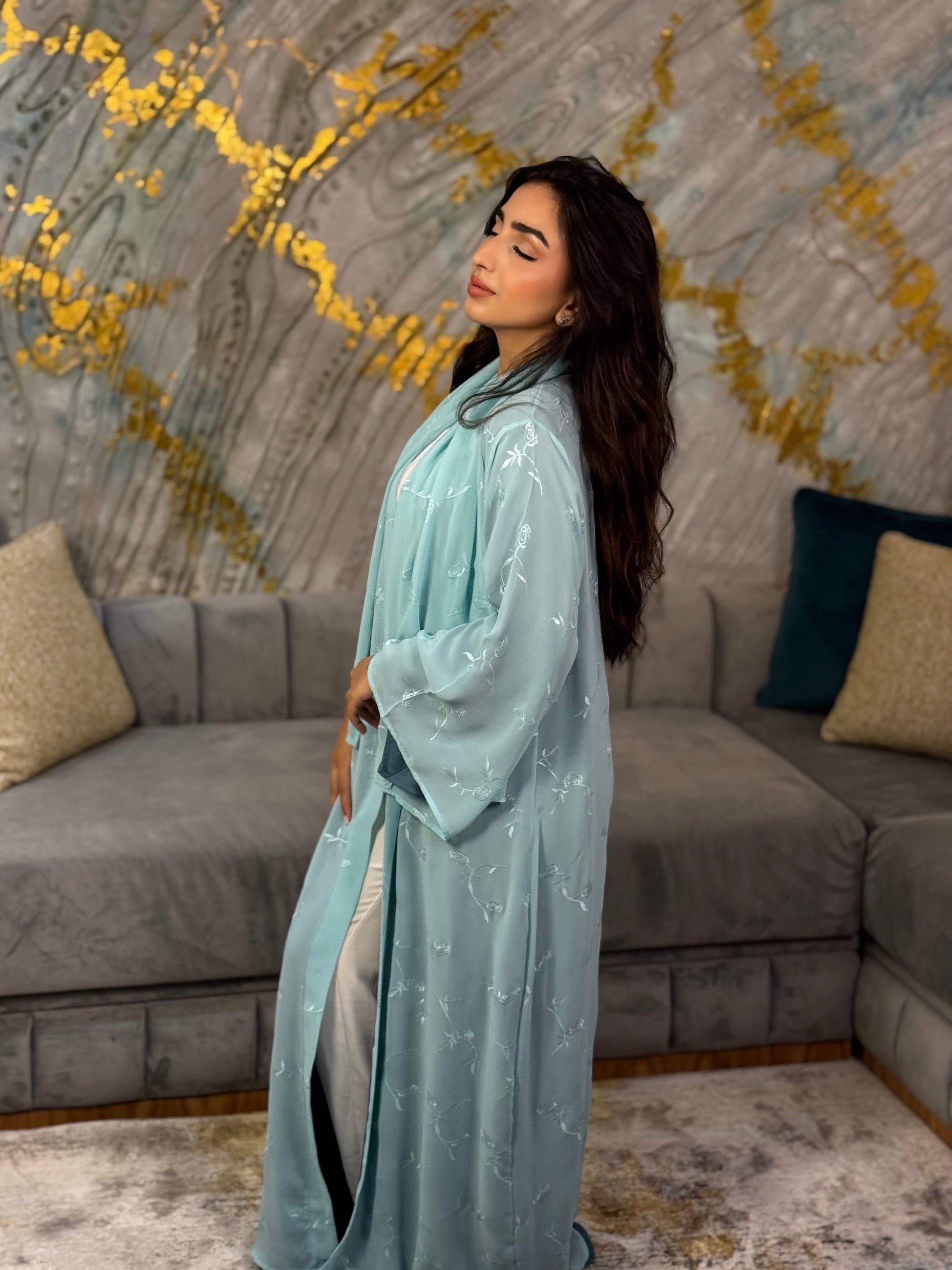 Marine - Abaya avec foulard