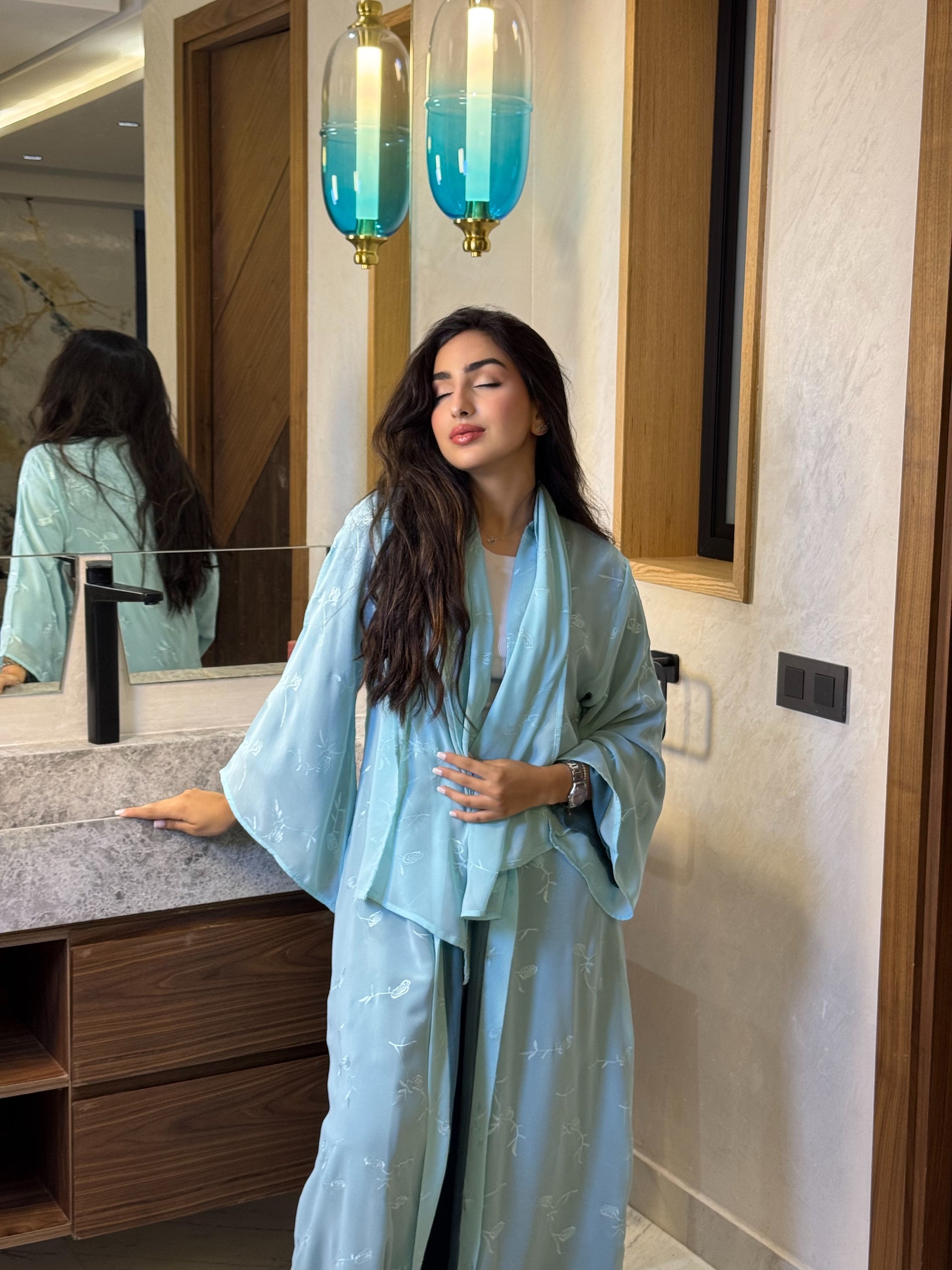 Marine - Abaya avec foulard