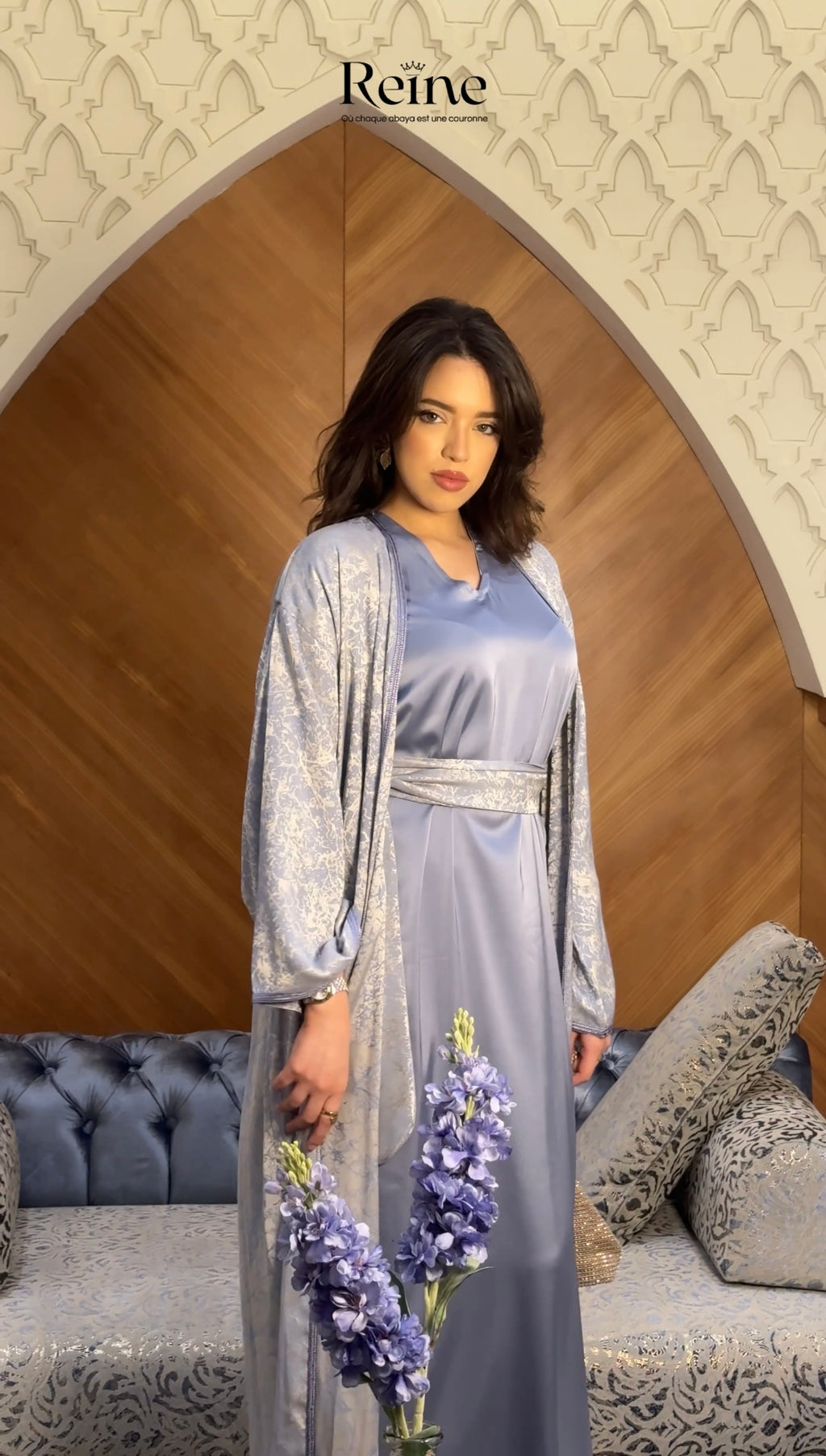 Blue - Abaya en trois pièces