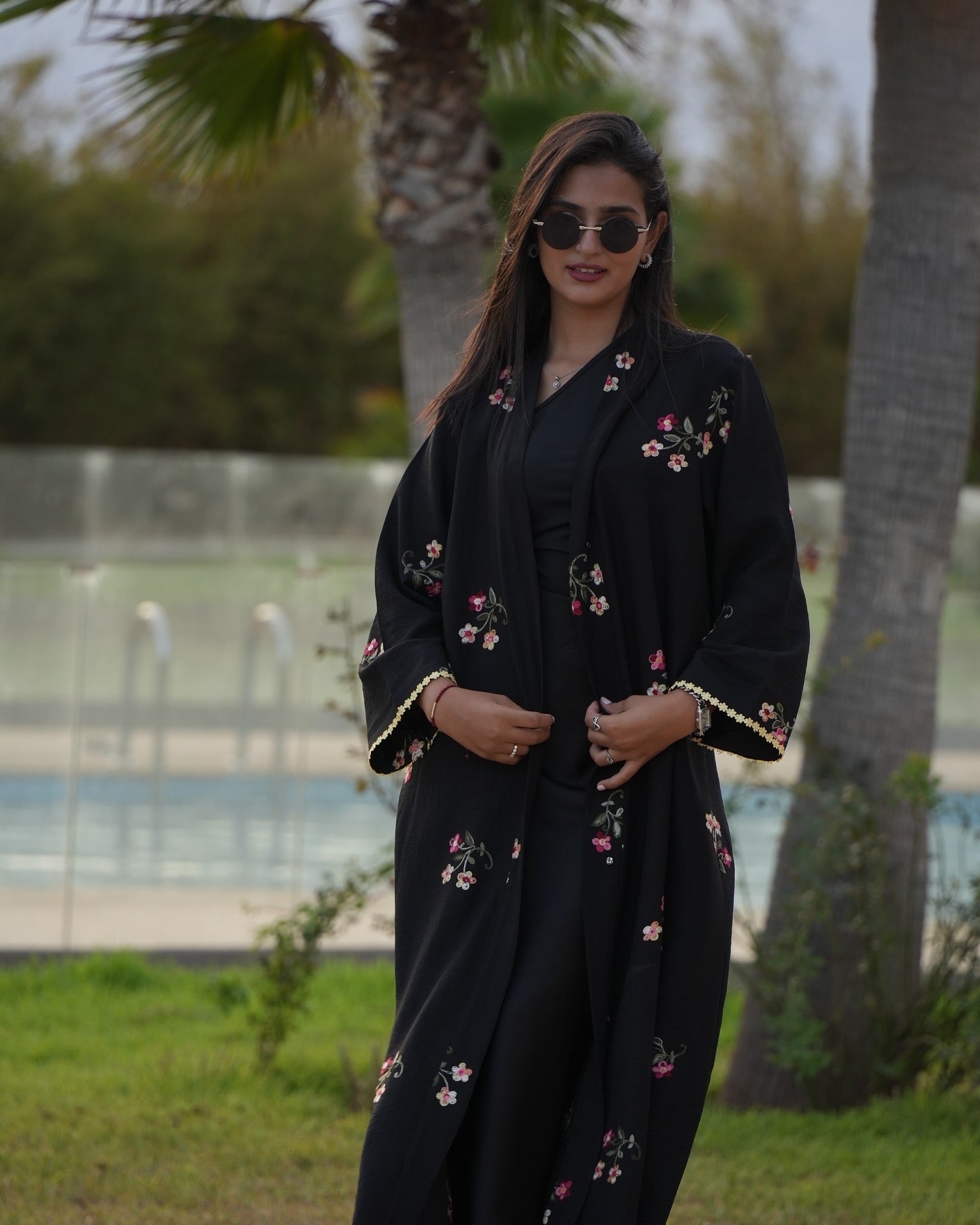 Midnight blossom abaya