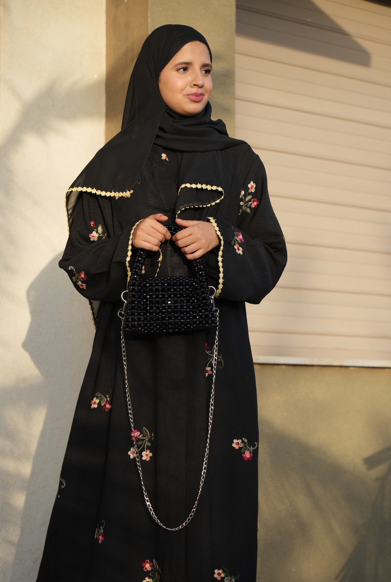 Midnight blossom abaya