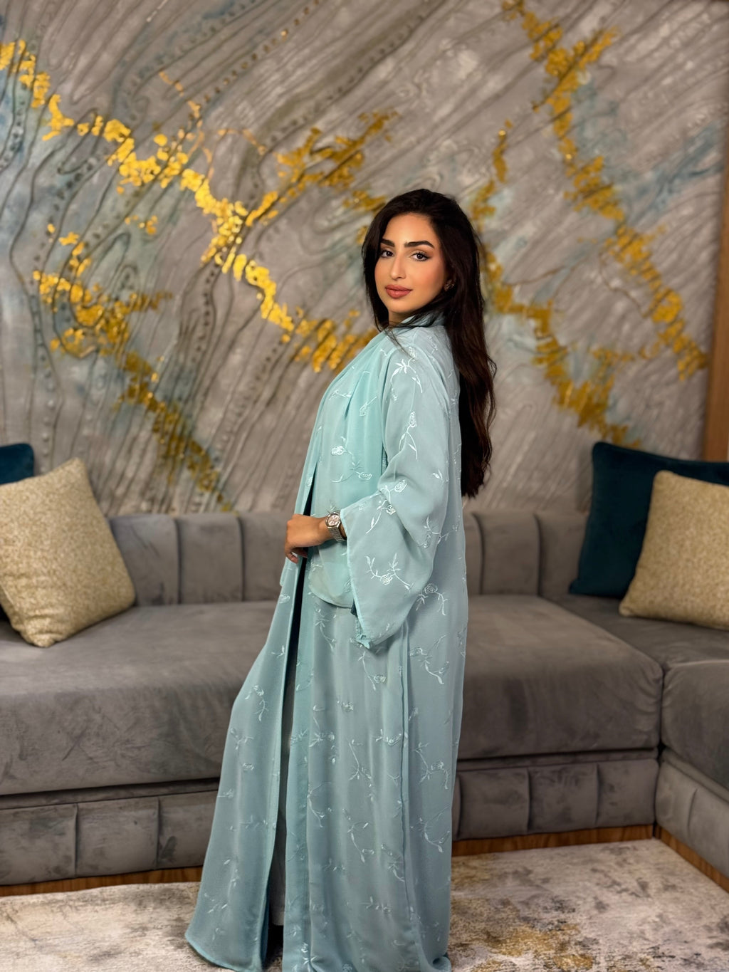 Marine - Abaya avec foulard