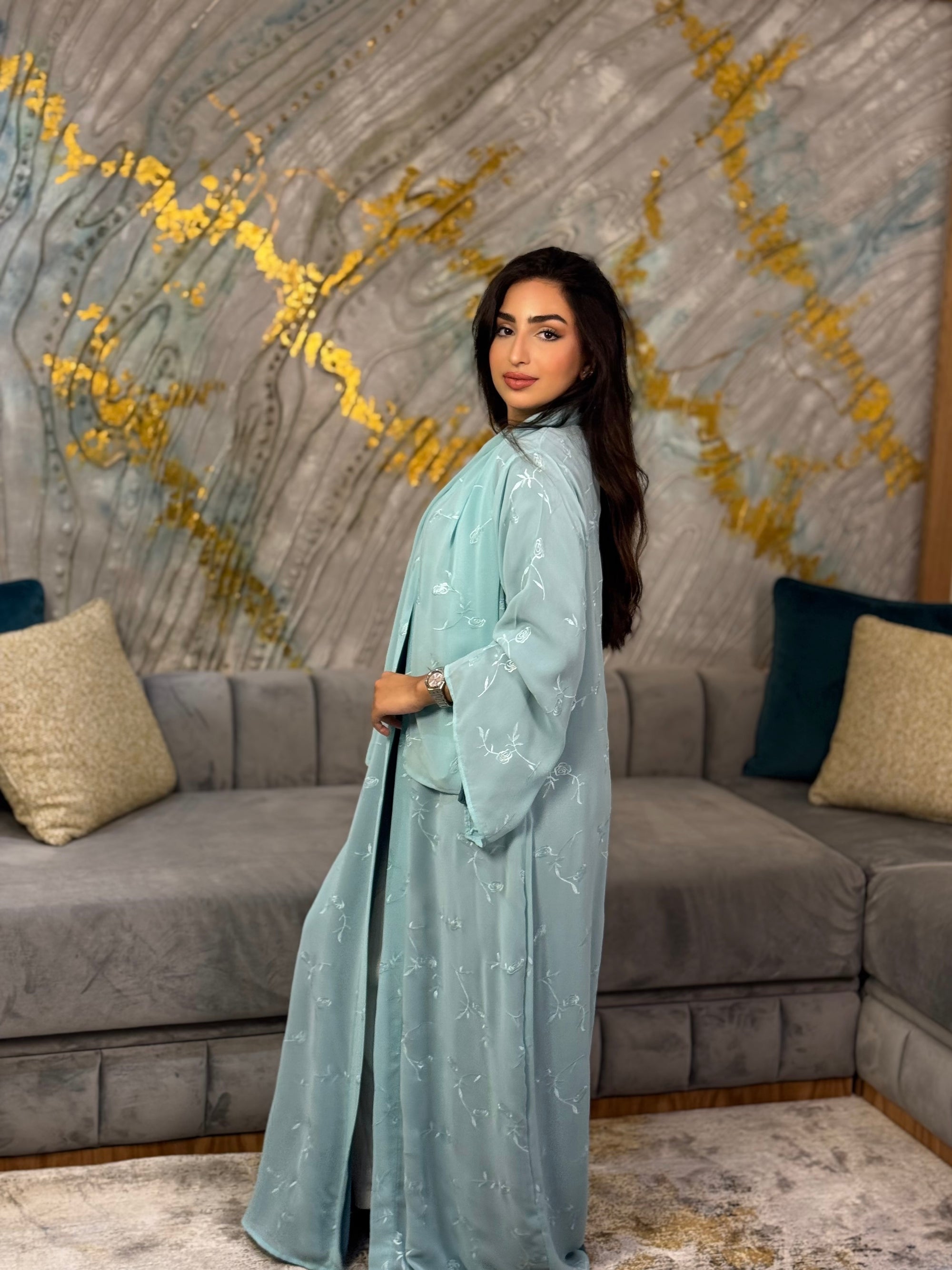 Marine - Abaya avec foulard